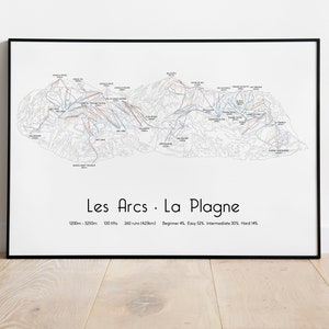 Les Arcs & La Plagne-  Paradiski Ski Piste Map Poster/Print