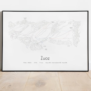 Póster/impresión con mapa de pistas de esquí de Zuoz