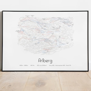 Arlberg - St.Anton, Lech, Zürs, Stuben, Zug, Schröcken - poster/afdruk skipistekaart