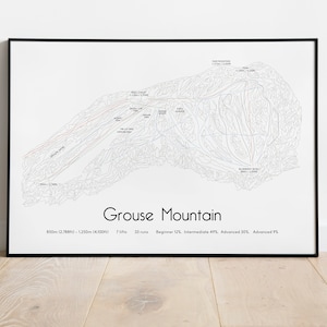 Póster/impresión del mapa de la pista de esquí de Grouse Mountain, Vancouver