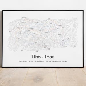 Flims Laax Ski Piste Map Poster/Print