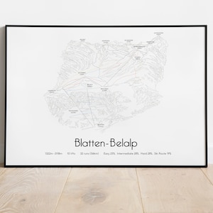 Póster/impresión con el mapa de la pista de esquí de Blatten-Belalp