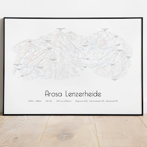 Arosa Lenzerheide Ski Pistenplan Poster/Print