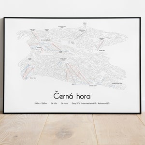 Černá hora / Cerna hora - Pista de esquí/Mapa de senderos Cartel/Imprimir