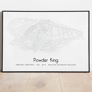 Póster/impresión con mapa de pistas de esquí de Powder King