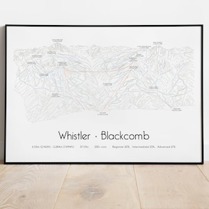 Affiche/impression de carte des pistes de ski de Whistler Blackcomb