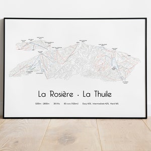 Cartel/impresión del mapa de pistas de esquí de La Rosière La Thuile