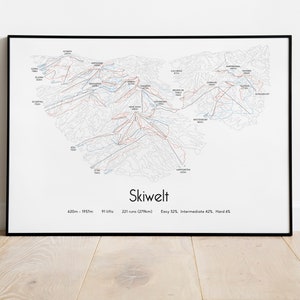 Póster/impresión con mapa de pistas de esquí de SkiWelt Wilder Kaiser-Brixental