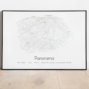 Póster/impresión del mapa de pistas de esquí de Panorama