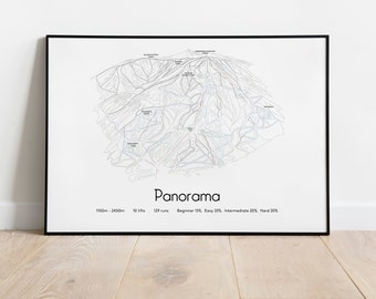 Panorama Ski Piste Trail Map Poster/Print