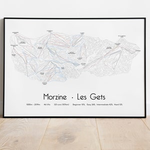 Morzine Les Gets Cartel/Impresión del mapa de pistas de esquí