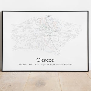 Póster/impresión con mapa de pistas de Glencoe (Escocia)