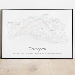 Póster/impresión del mapa de pistas de Cairngorm (Escocia)