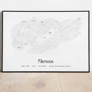 Póster/Impresión del mapa de pistas de esquí de Filzmoos Neuberg