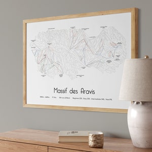 Massif des Aravis . La Clusaz . La Grand Bornand . Manigod . Saint-Jean-de-Sixt . Ski Piste Map Poster/Print image 3