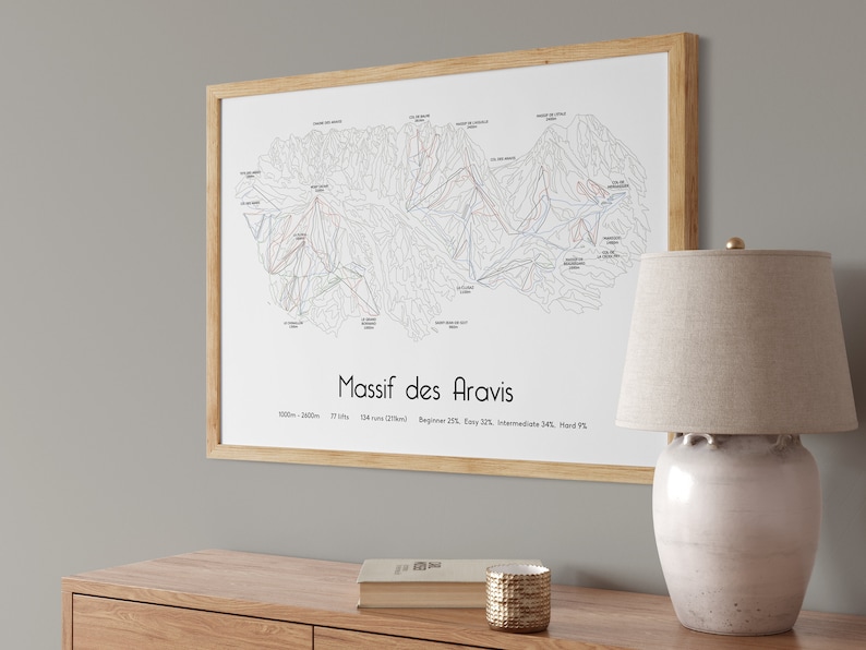 Massif Des Aravis Ski Resort Map Poster - Etsy