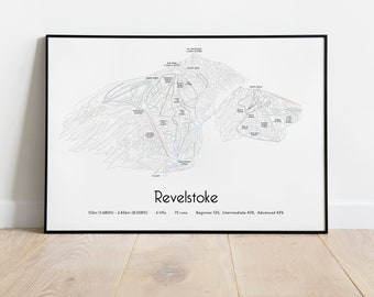 Revelstoke Ski Piste Trail Map Poster/Print