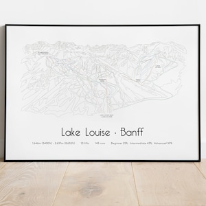 Póster/impresión del mapa de pistas de esquí de Lake Louise - Banff