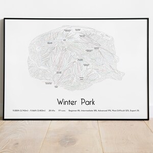 Winter Park Ski Piste Wanderkarte Poster/Print