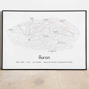 Póster/Impresión del mapa de pistas de esquí de Auron