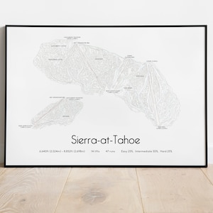 Sierra-at-Tahoe - Poster/Imprimé de carte des pistes de ski