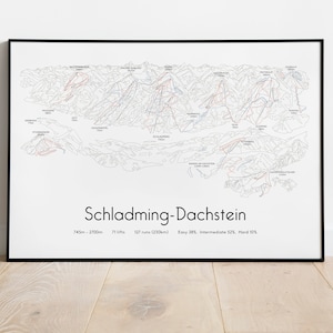 Cartel/impresión del mapa de pistas de esquí de Schladming-Dachstein
