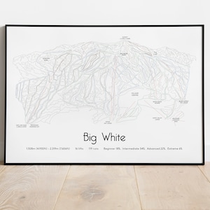 Póster/impresión del mapa de pistas de esquí Big White