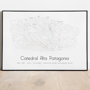 Póster/Impresión del mapa de pistas de esquí de Catedral Alta Patagonia