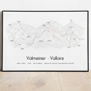 Valloire / Valmeinier - Cartel/impresión del mapa de pistas de esquí