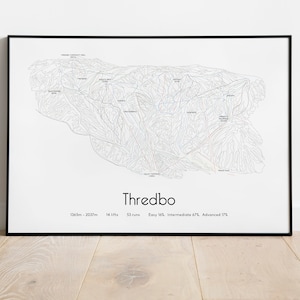 Póster/impresión del mapa de pistas de esquí de Thredbo NSW Australia