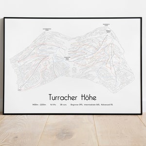 Cartel/impresión del mapa de pistas de esquí de Turracher Höhe