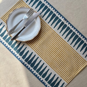 Hand block printed table placemats- Set of 2/ Housewarming gifts/ Home decor gifts
