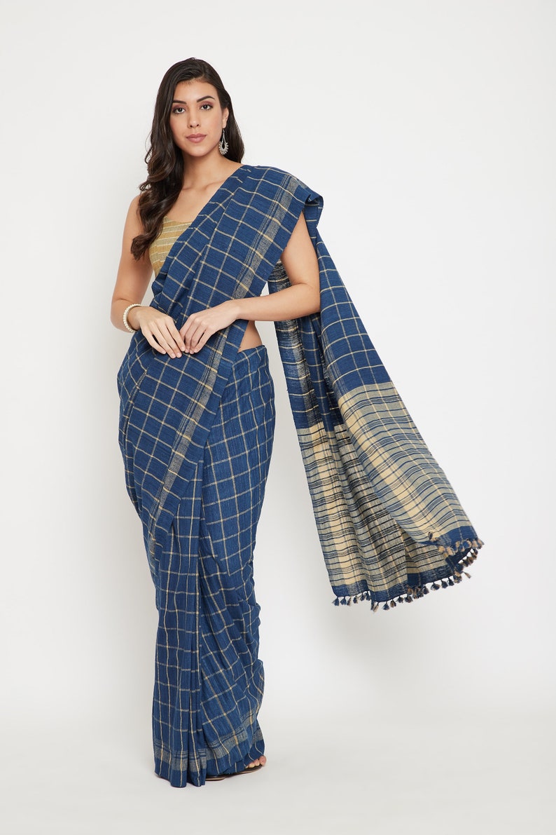 Cruelty free silk saree/ Ahimsa silk saree/ Eri silk saree/ Peace silk/ Handwoven & Naturally dyed image 1