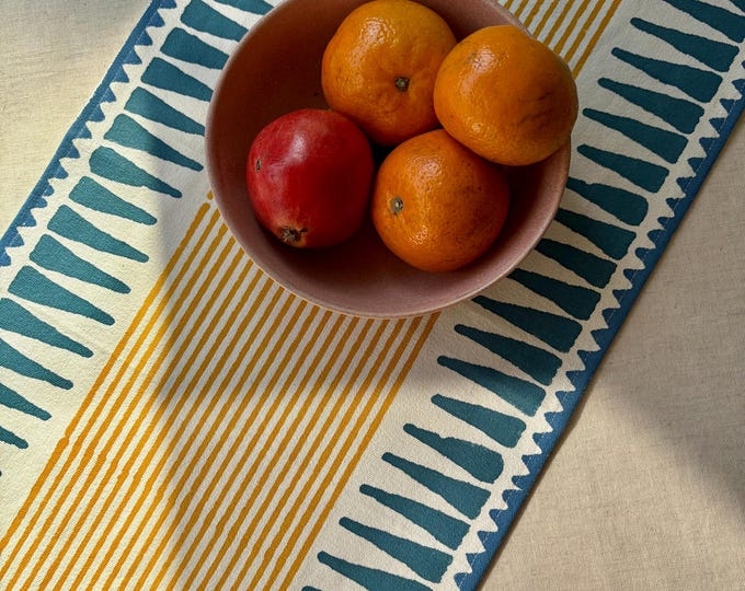 Cotton hand block printed table runner/ Table Decor/ Housewarming Gift