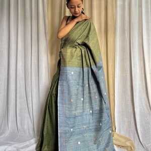 Cruelty free silk saree/ Ahimsa silk saree/ Eri silk saree/ Peace silk/ Handwoven & naturally yarn dyed with indigo and onion skins