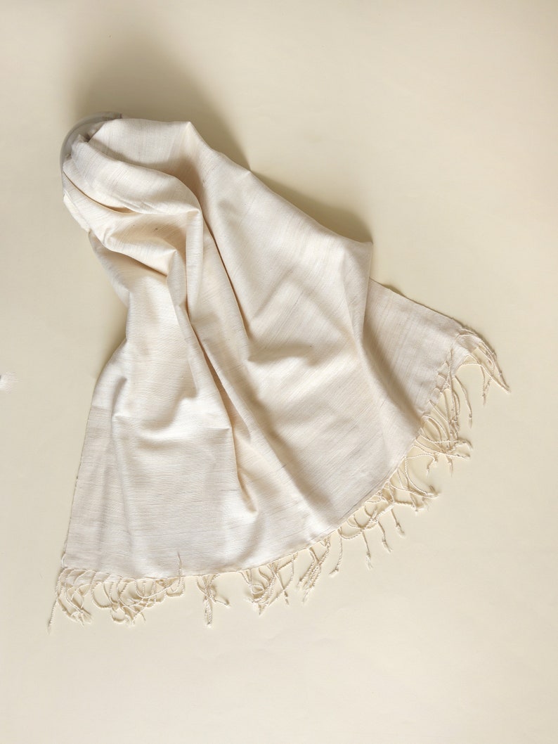 Peace silk scarf, handloom women's scarf in pure silk image 4