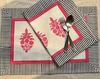 Hand block printed placemats/ Housewarming gifts/ Home decor gifts