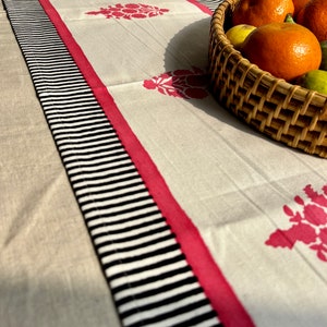 Cotton hand block printed table runner/ Pink & Black/ Table Decor/ Housewarming Gift image 4