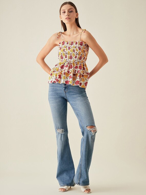 smocked cotton top