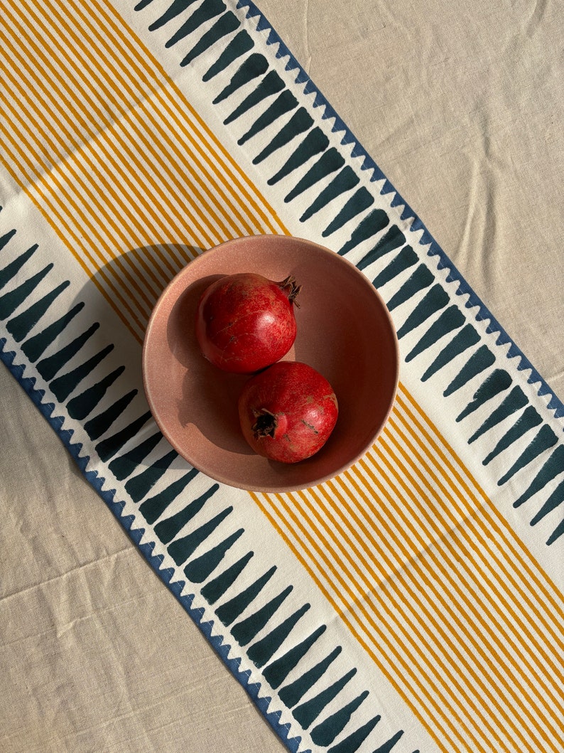 Cotton hand block printed table runner/ Table Decor/ Housewarming Gift image 1