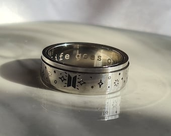 BTS Spinning Anxiety/Fidget Ring - Roestvrij staal, BIJGEWERKT ONTWERP