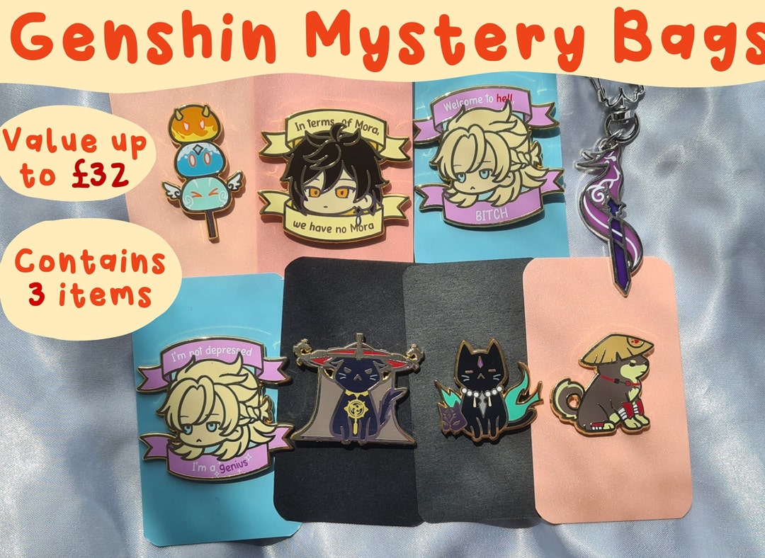 Genshin Impact Mystery Bags - Pins and Keychains - Three Random Items ...