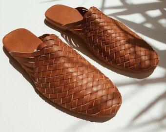 mens woven leather sandals