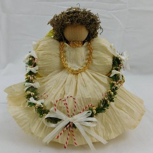 Handmade Vintage Tabletop Guardian Angel Gold Wings Christmas
