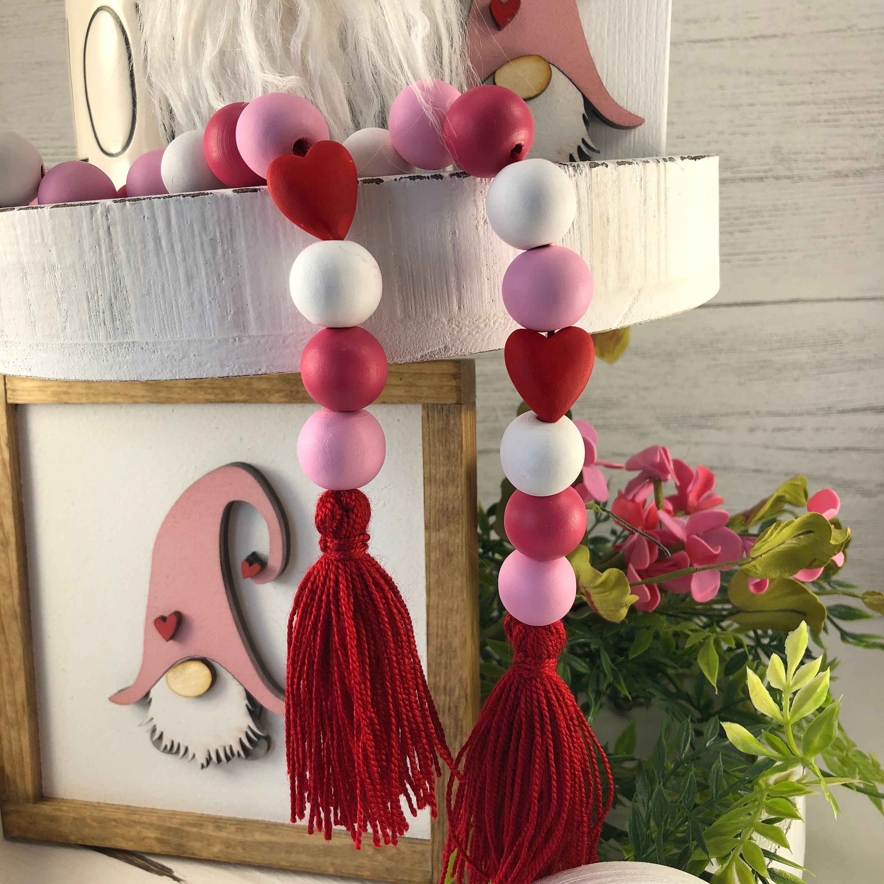 Pink and White Beads Garland Valentine Bead Garland Etsy