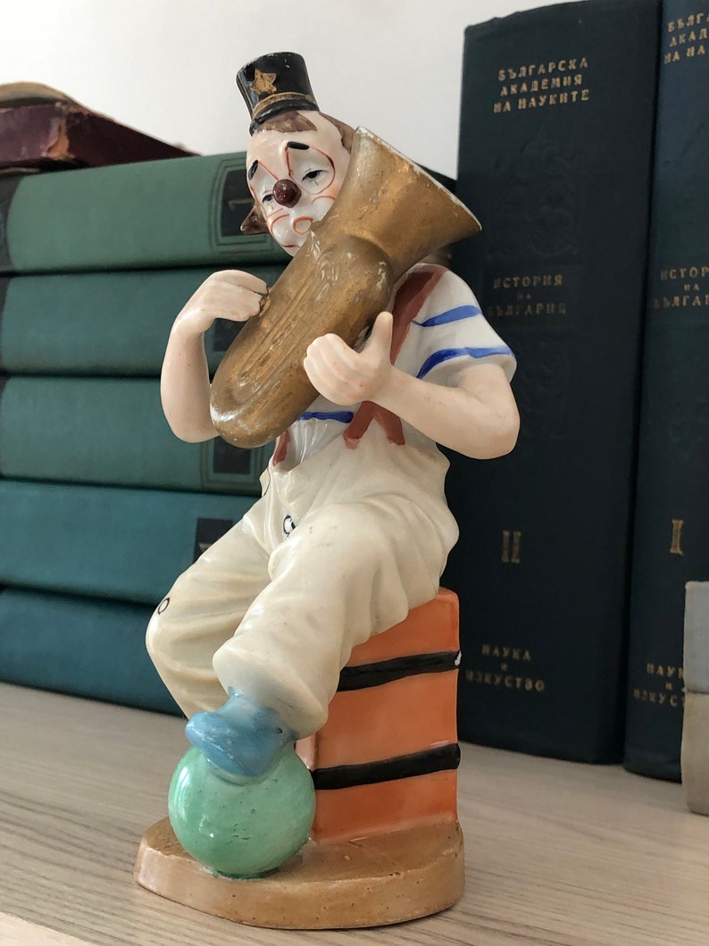 Keramik Zirkus Clown Figur auf Top Clown halten kleine | Etsy