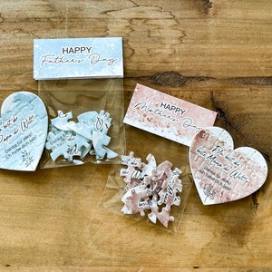 Puzzle-Karte Herz  „Beste Mama – Muttertag“ und "Bester Papa - Vatertag"