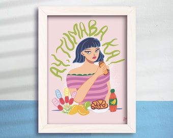 8 by 10 inch Filipino art print downloadable, “Ay, tumaba ka!” Filipino wall art, Philippines art, Filipino decor, Filipina, funny