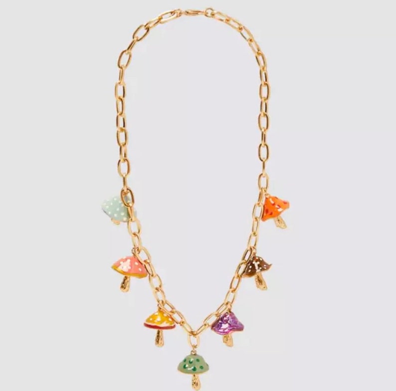 Multi Coloured Mushroom Chain Necklace