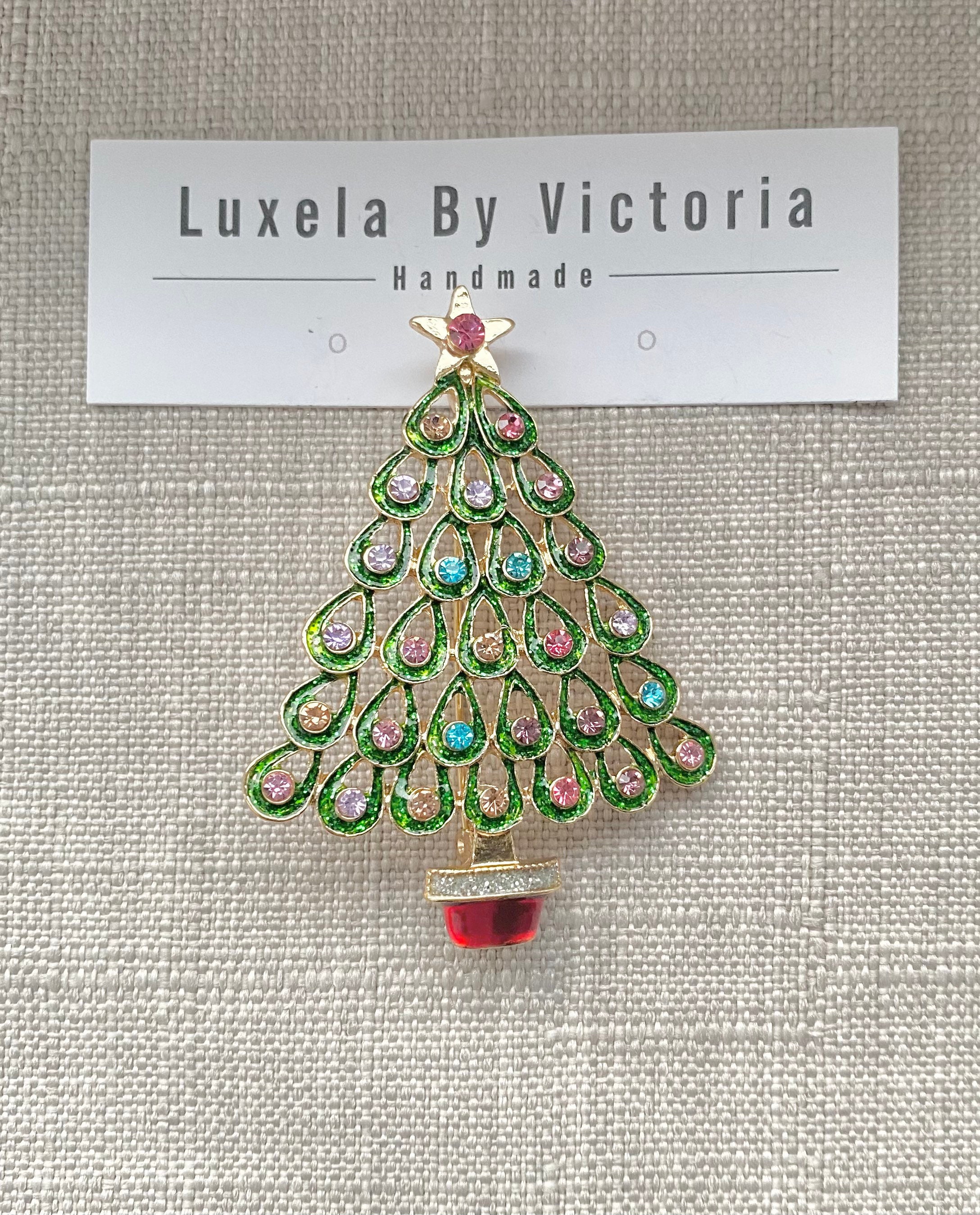 PULABO Christmas Tree Brooch Pin Multicolor Crystals Rhinestone Christmas Tree Broaches Pins Winter Fashion Jewelry Sturdy and Practical Cost-Effective,Assorted,4 